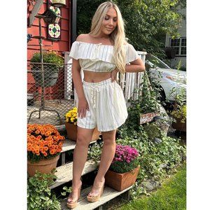 BCBGeneration Sleeveless Crop Top & Short Ivory SET - Size Small *LIKE NEW*